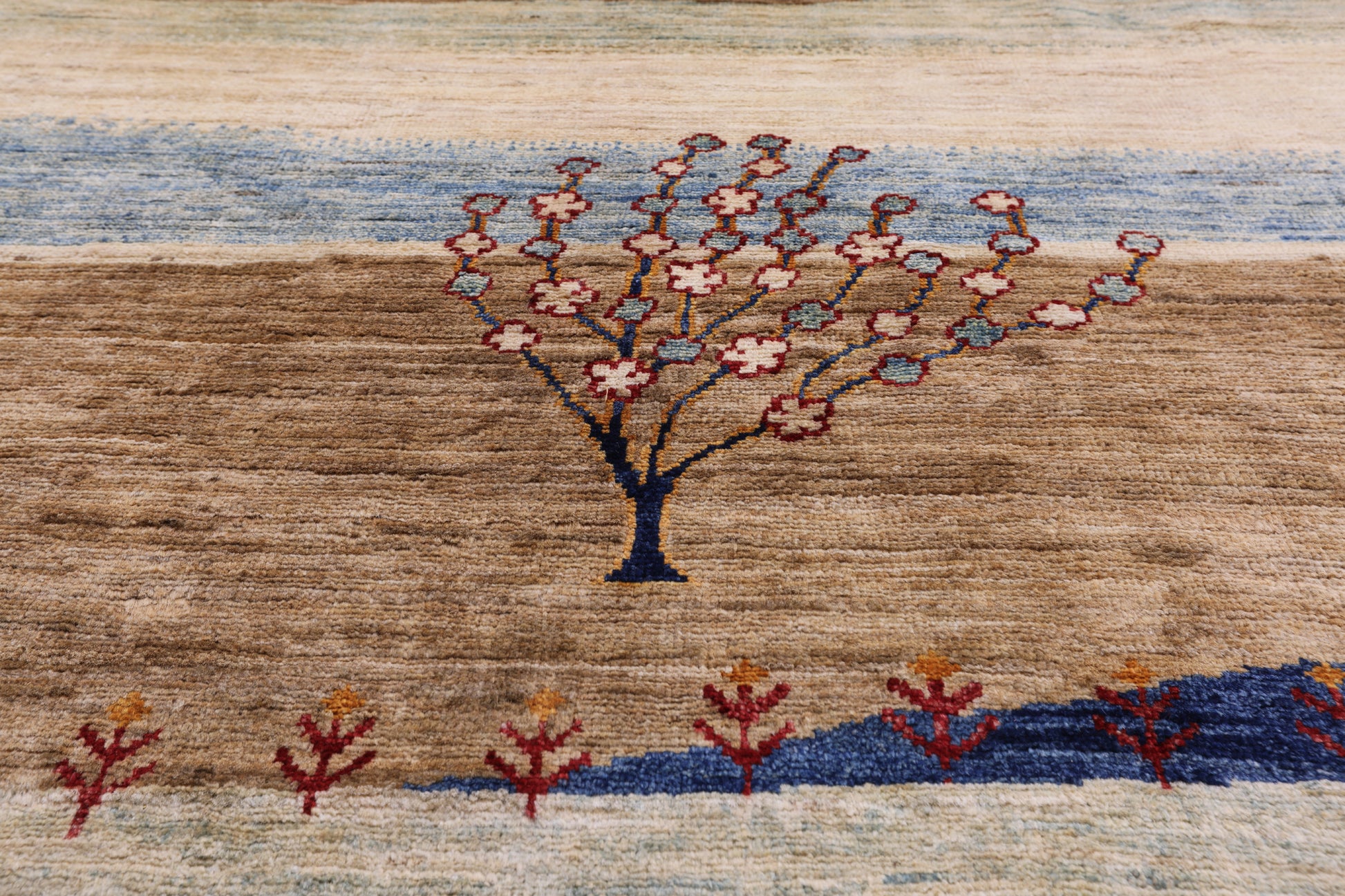 Tribal Persian Gabbeh Hand Knotted Wool Rug - 8' 1" X 9' 8" - Golden Nile