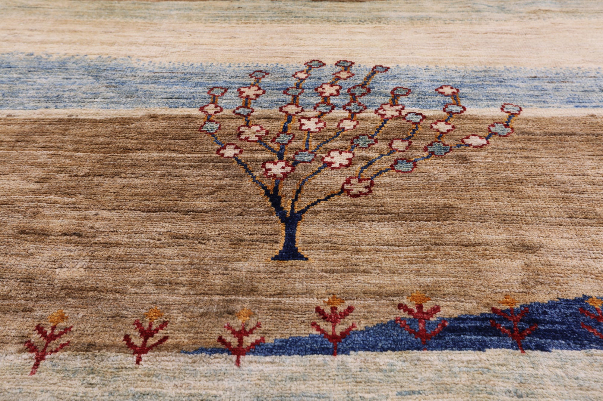Tribal Persian Gabbeh Hand Knotted Wool Rug - 8' 1" X 9' 8" - Golden Nile