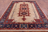 Ivory Persian Fine Serapi Handmade Wool Rug - 7' 9" X 9' 7" - Golden Nile