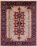 Ivory Persian Fine Serapi Handmade Wool Rug - 7' 9" X 9' 7" - Golden Nile
