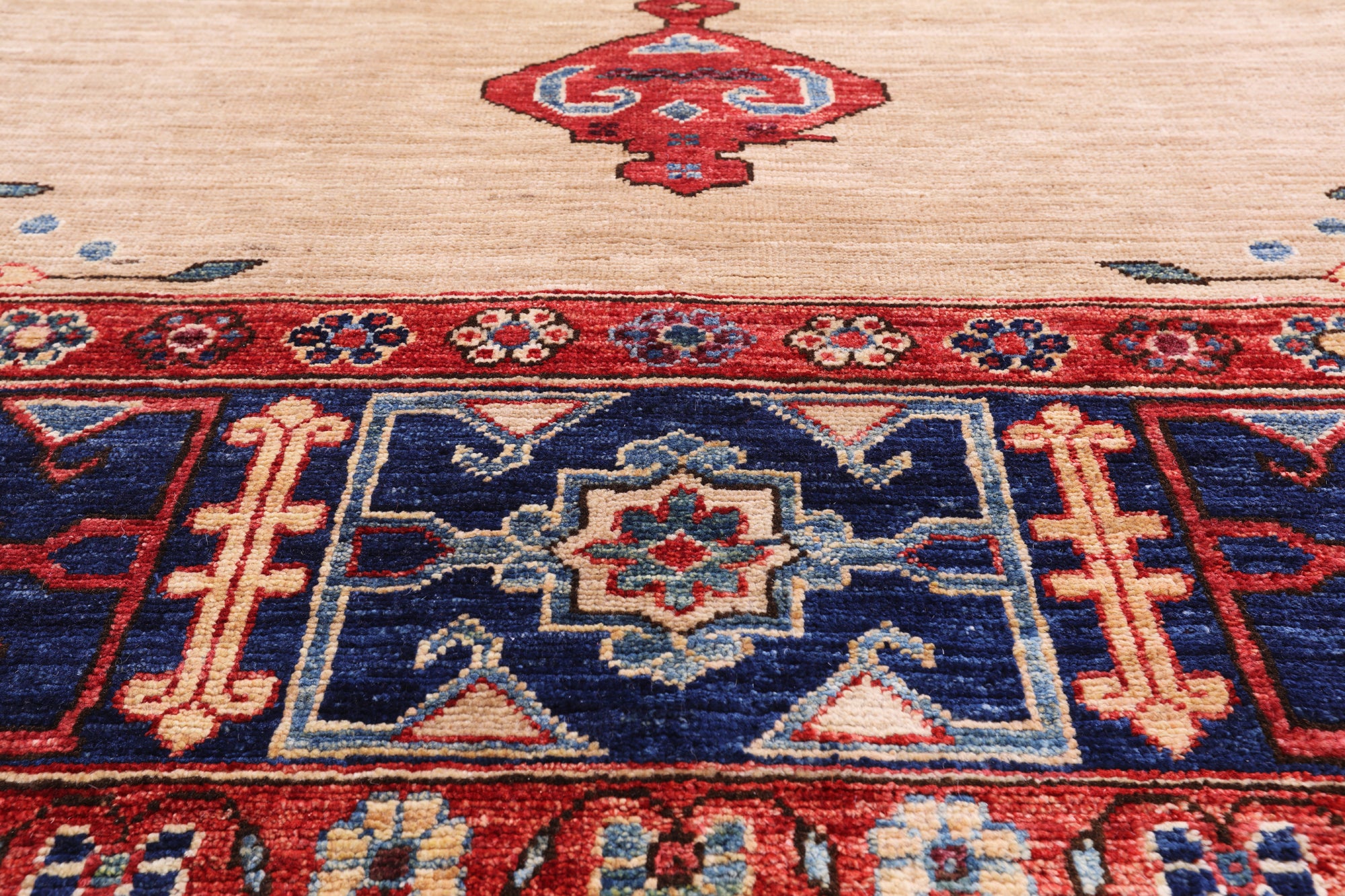Ivory Persian Fine Serapi Handmade Wool Rug - 7' 9" X 9' 7" - Golden Nile