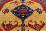 Rust Persian Fine Serapi Hand Knotted Wool Rug - 9' 6" X 13' 6" - Golden Nile