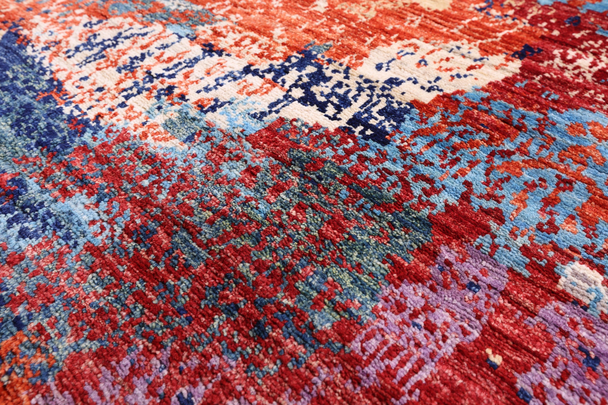 Abstract Modern Mamluk Handmade Wool Rug - 9' 1" X 13' 2" - Golden Nile
