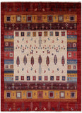 Tribal Persian Gabbeh Hand Knotted Wool Rug - 5' 0" X 6' 7" - Golden Nile