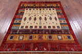 Tribal Persian Gabbeh Hand Knotted Wool Rug - 5' 0" X 6' 7" - Golden Nile