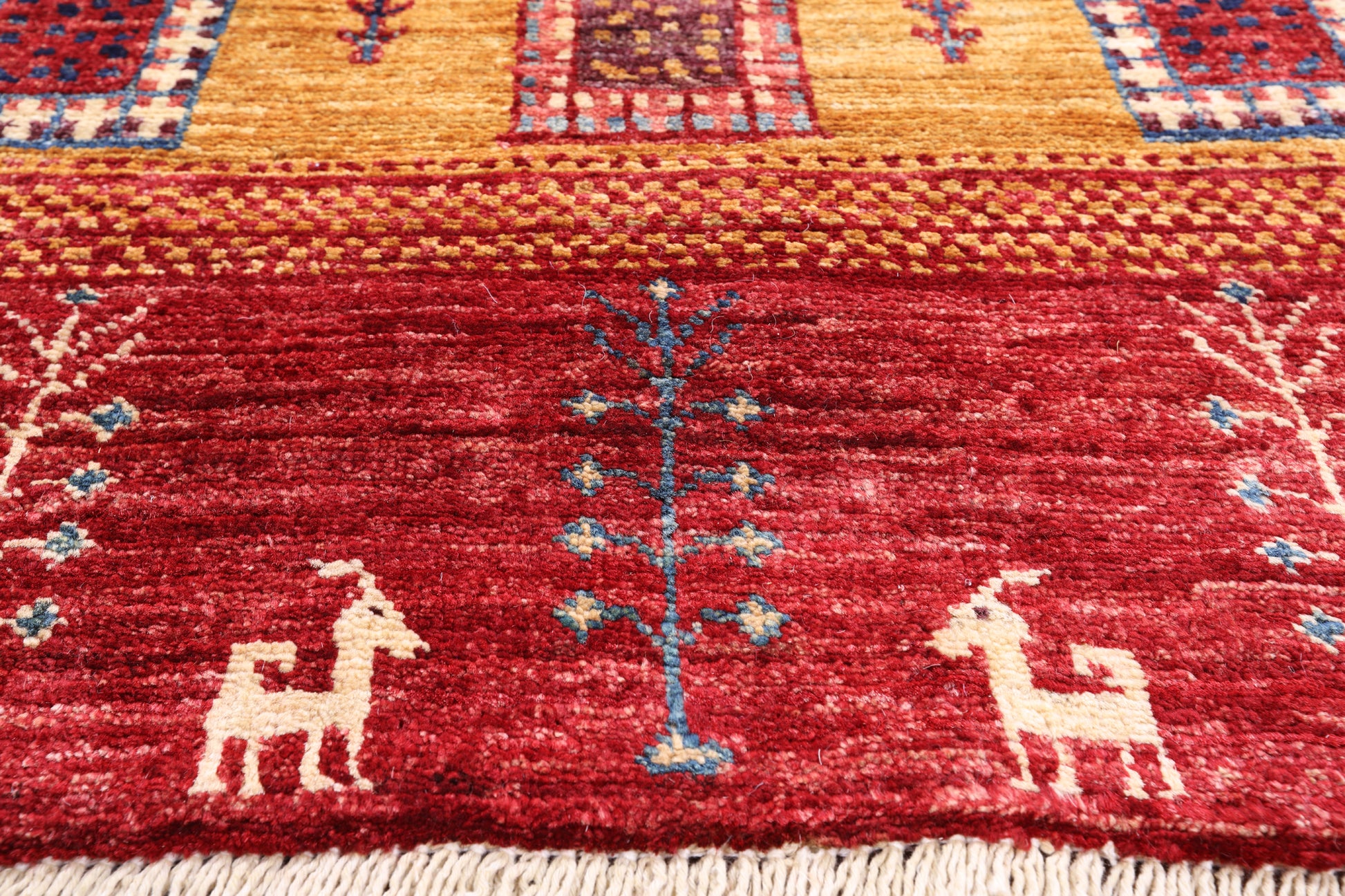 Tribal Persian Gabbeh Hand Knotted Wool Rug - 5' 0" X 6' 7" - Golden Nile