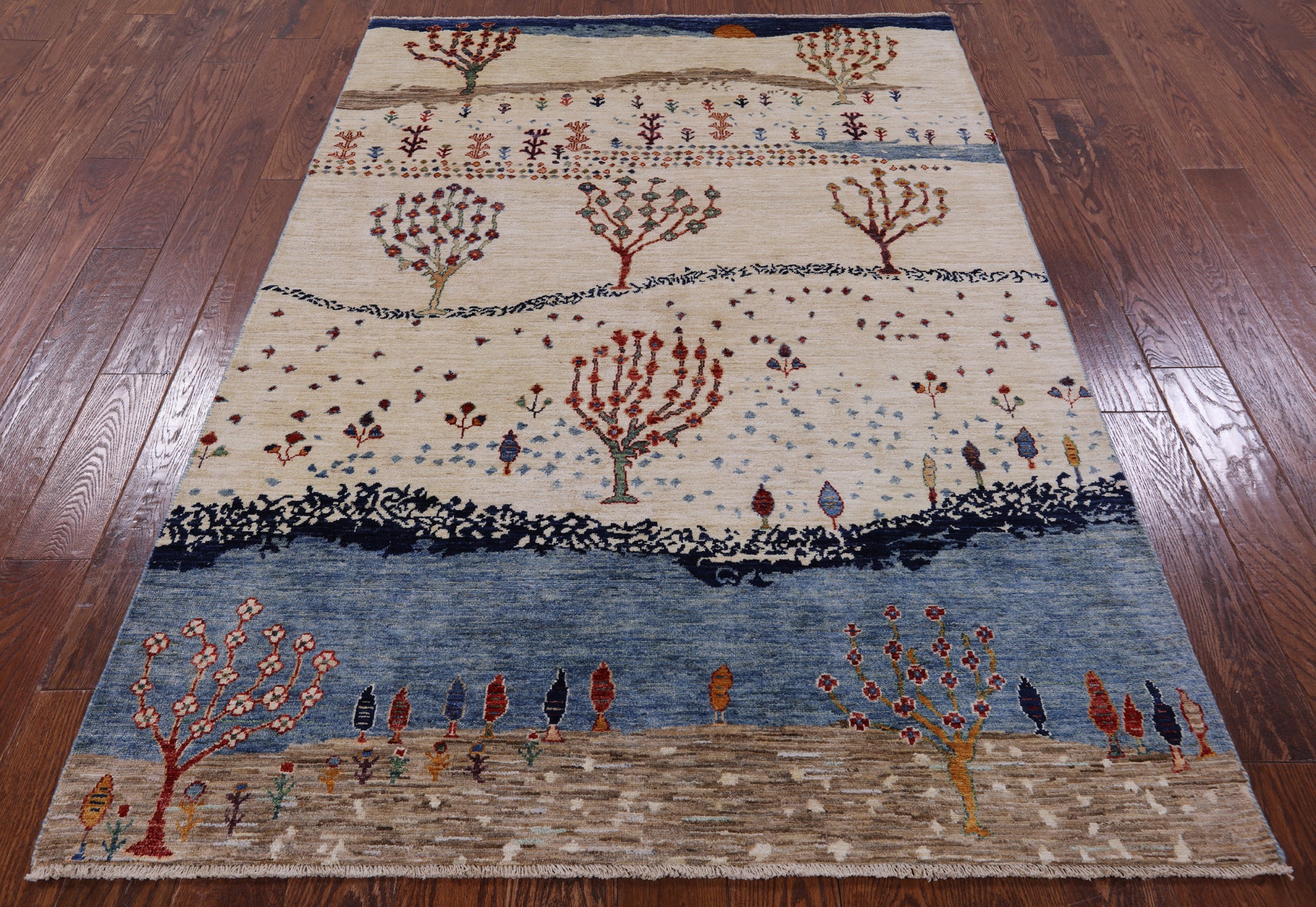 Tribal Persian Gabbeh Hand Knotted Wool Rug - 4' 9" X 6' 10" - Golden Nile