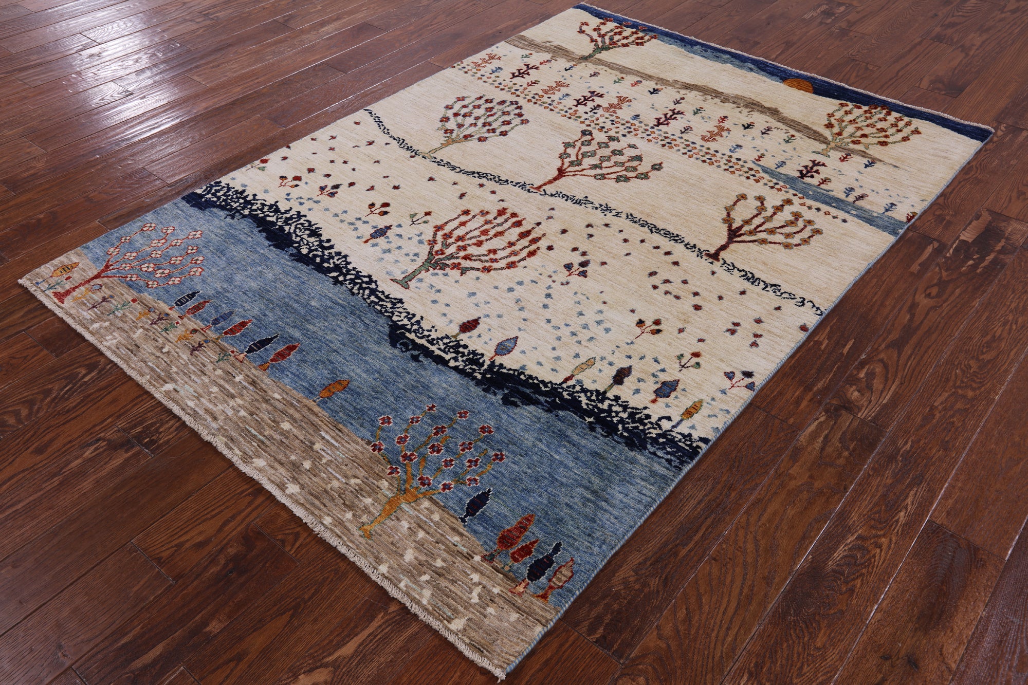 Tribal Persian Gabbeh Hand Knotted Wool Rug - 4' 9" X 6' 10" - Golden Nile