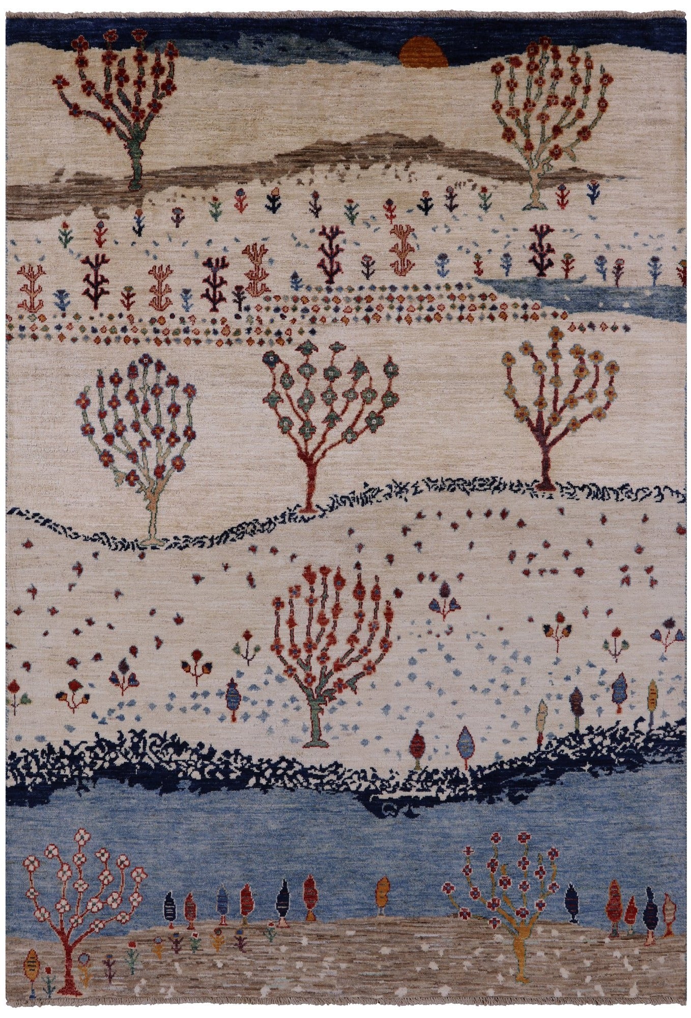 Tribal Persian Gabbeh Hand Knotted Wool Rug - 4' 9" X 6' 10" - Golden Nile