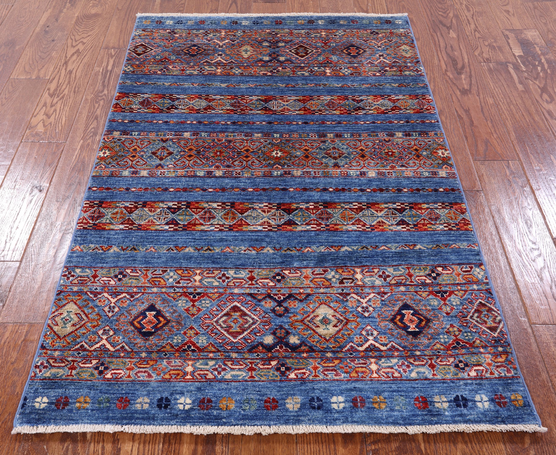 Blue Khorjin Persian Gabbeh Handmade Wool Rug - 3' 3" X 5' 1" - Golden Nile
