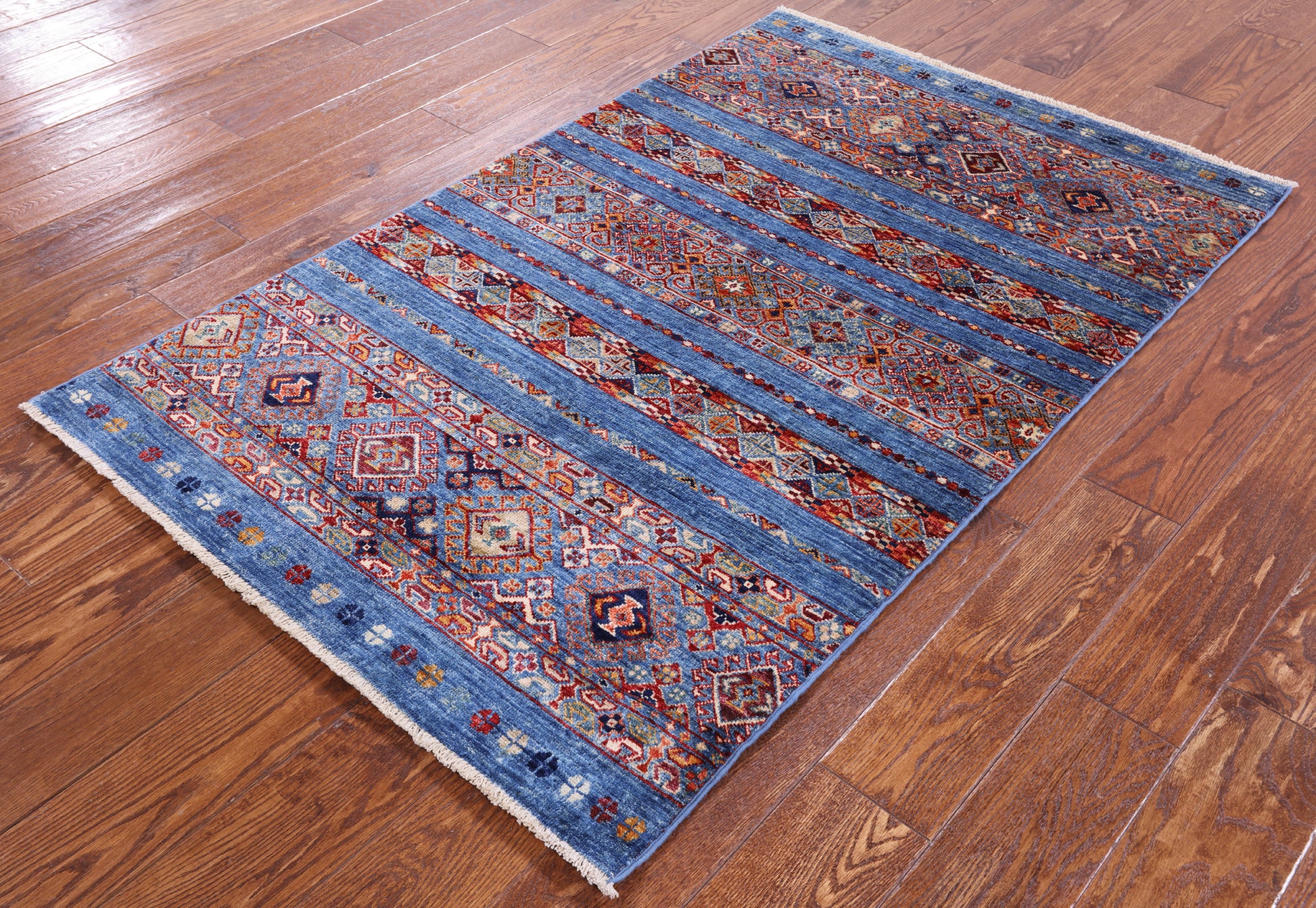 Blue Khorjin Persian Gabbeh Handmade Wool Rug - 3' 3" X 5' 1" - Golden Nile