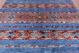 Blue Khorjin Persian Gabbeh Handmade Wool Rug - 3' 3" X 5' 1" - Golden Nile