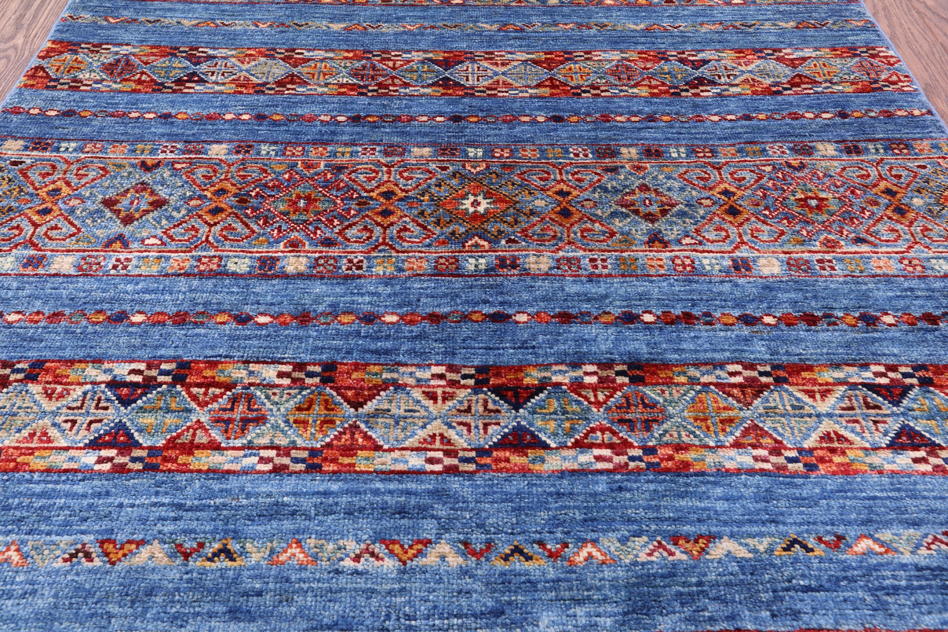 Blue Khorjin Persian Gabbeh Handmade Wool Rug - 3' 3" X 5' 1" - Golden Nile