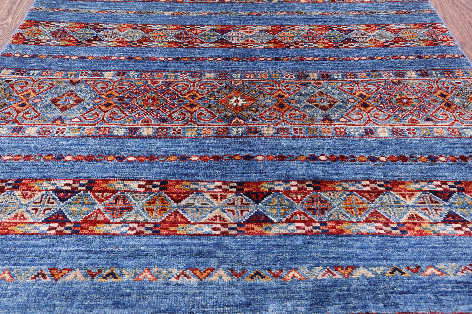 Blue Khorjin Persian Gabbeh Handmade Wool Rug - 3' 3" X 5' 1" - Golden Nile