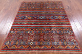 Khorjin Persian Gabbeh Hand Knotted Wool Rug - 4' 10" X 6' 6" - Golden Nile