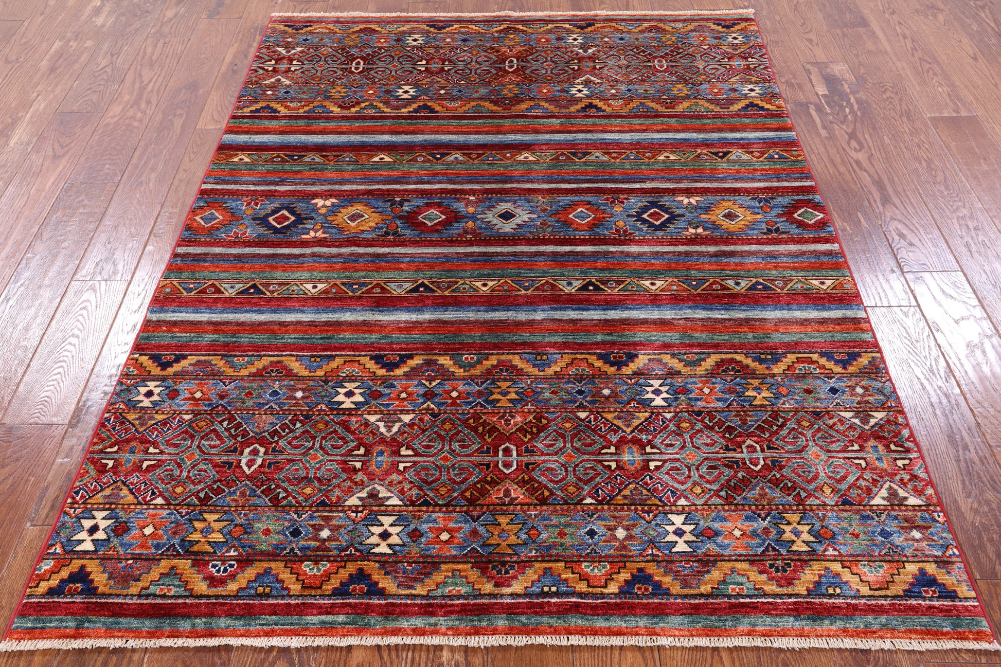 Khorjin Persian Gabbeh Hand Knotted Wool Rug - 4' 10" X 6' 6" - Golden Nile