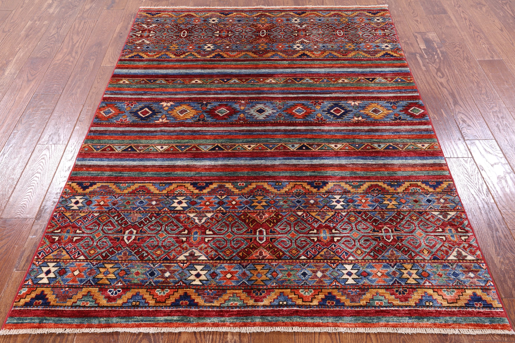 Khorjin Persian Gabbeh Hand Knotted Wool Rug - 4' 10" X 6' 6" - Golden Nile