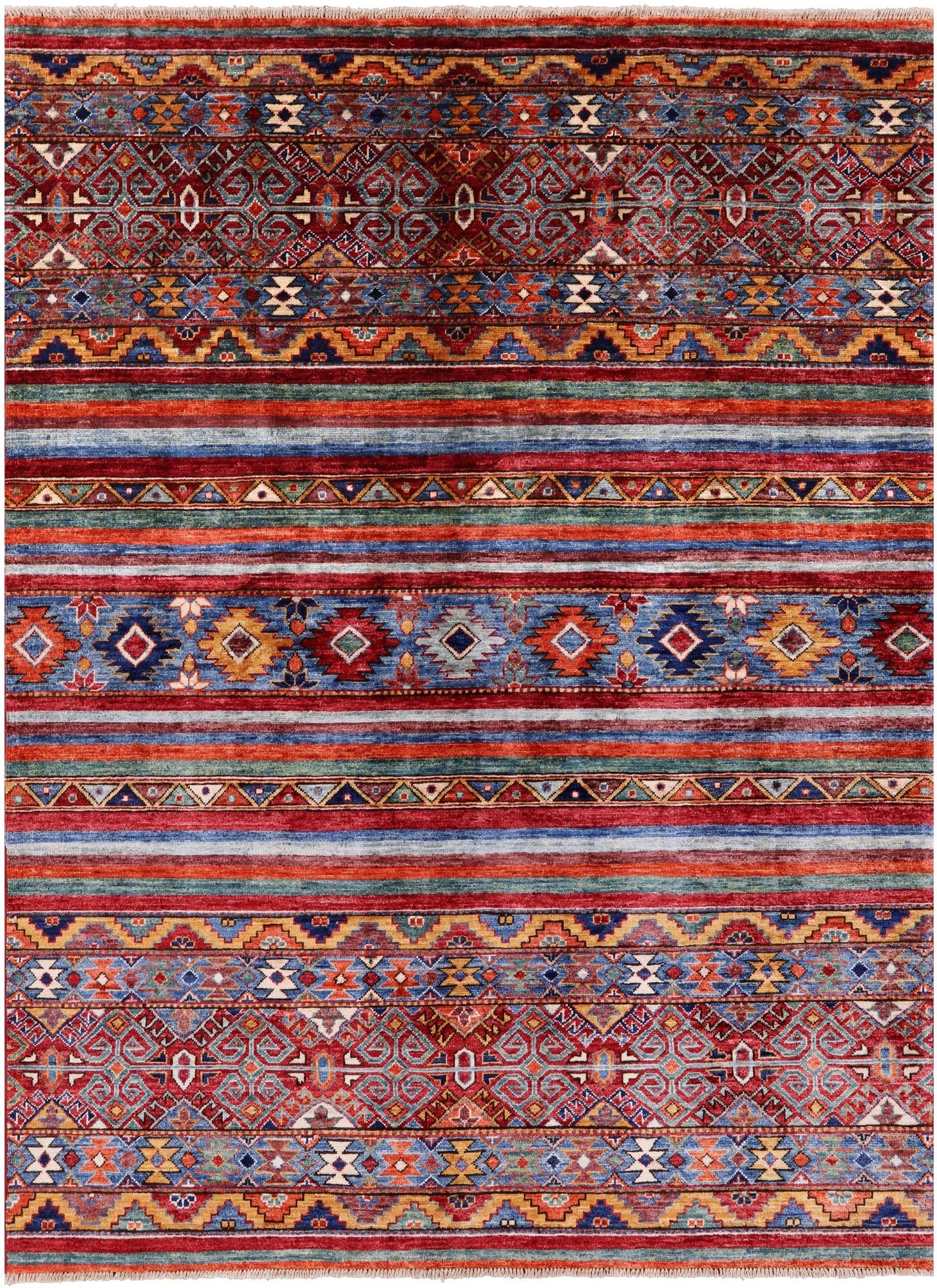 Khorjin Persian Gabbeh Hand Knotted Wool Rug - 4' 10" X 6' 6" - Golden Nile