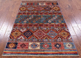 Khorjin Persian Gabbeh Hand Knotted Wool Rug - 3' 10" X 5' 11" - Golden Nile