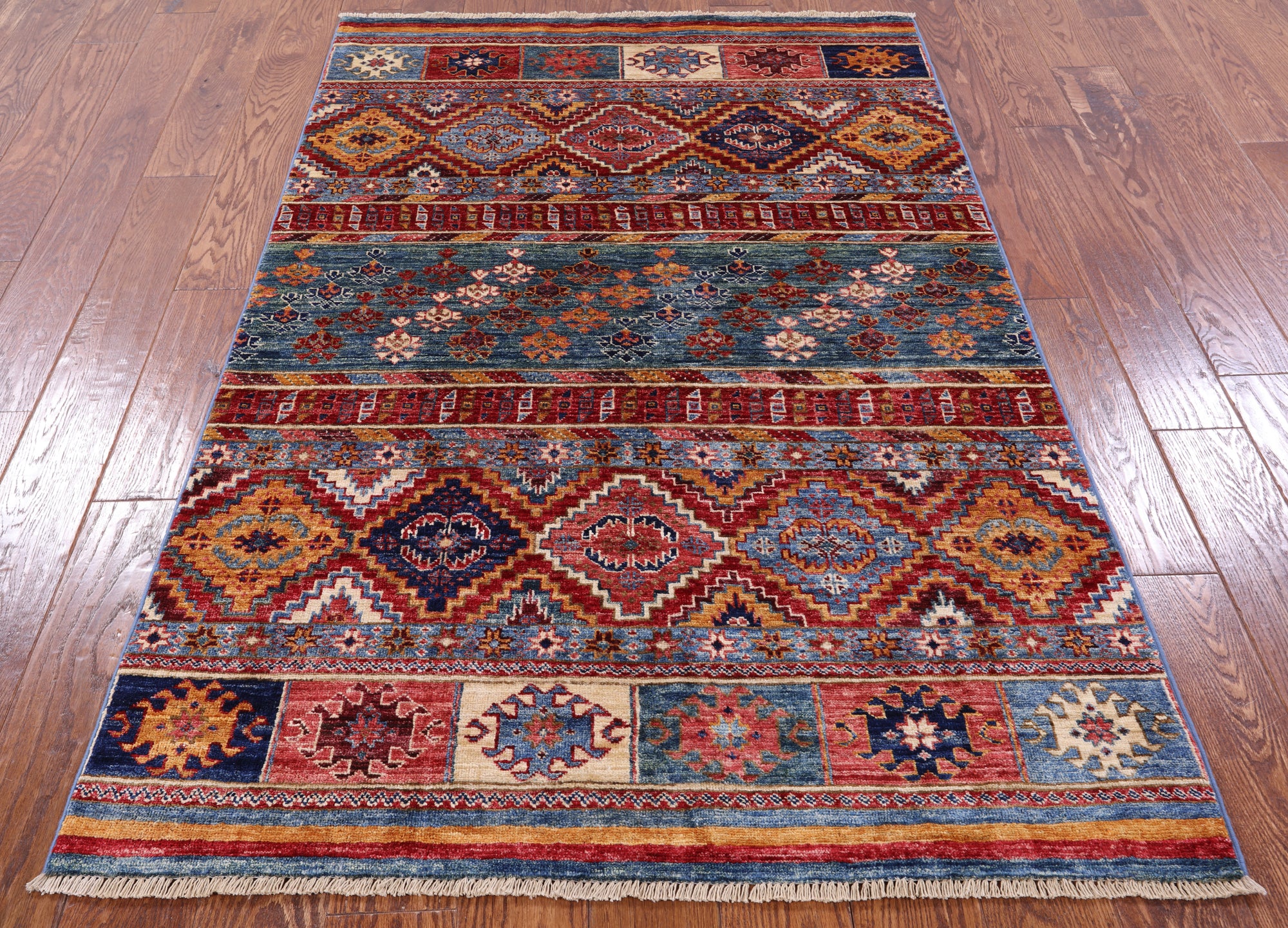Khorjin Persian Gabbeh Hand Knotted Wool Rug - 3' 10" X 5' 11" - Golden Nile