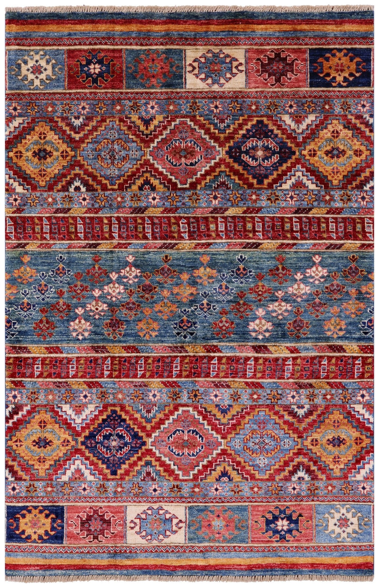 Khorjin Persian Gabbeh Hand Knotted Wool Rug - 3' 10" X 5' 11" - Golden Nile