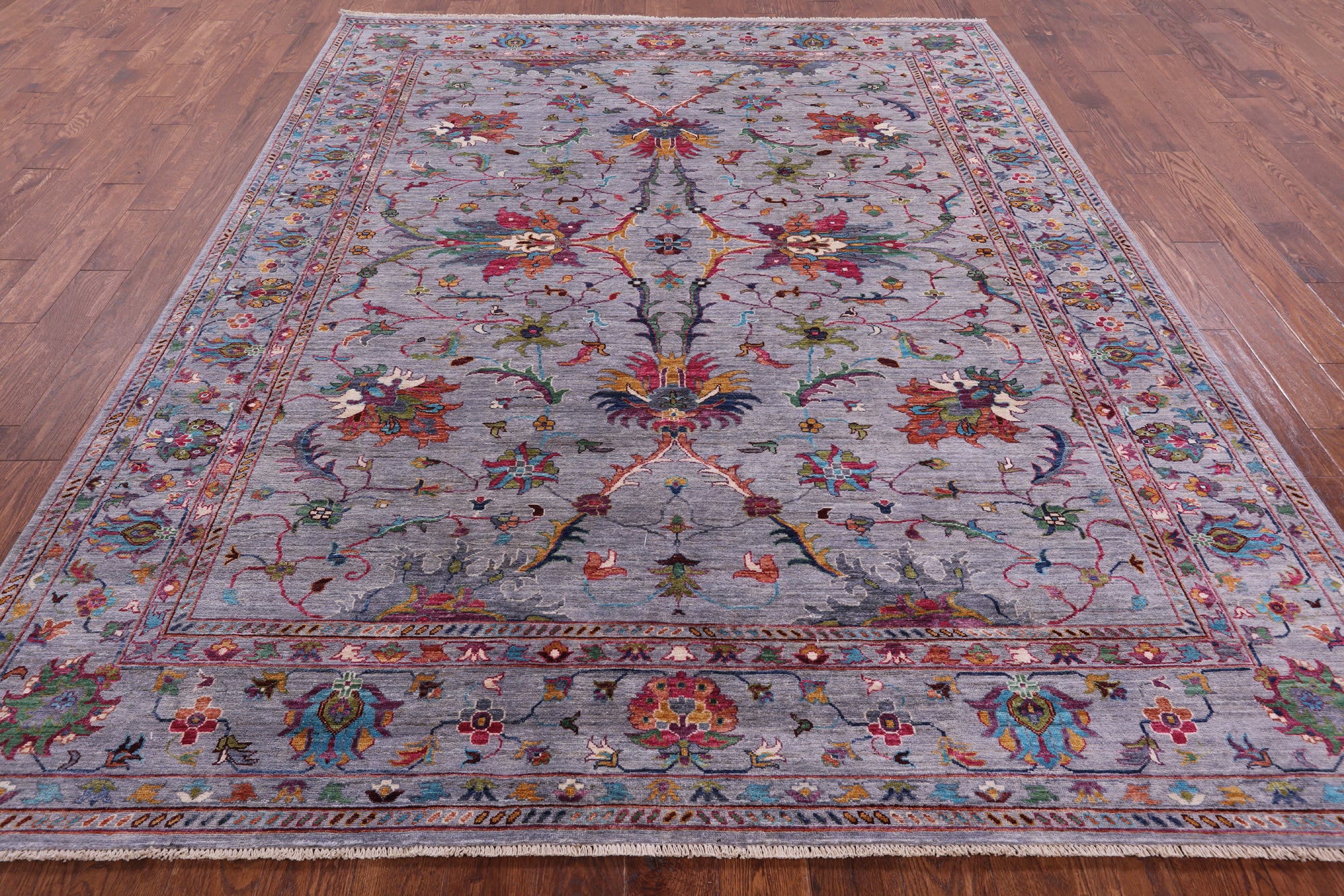 Grey Peshawar Hand Knotted Wool Rug - 8' 0" X 10' 0" - Golden Nile
