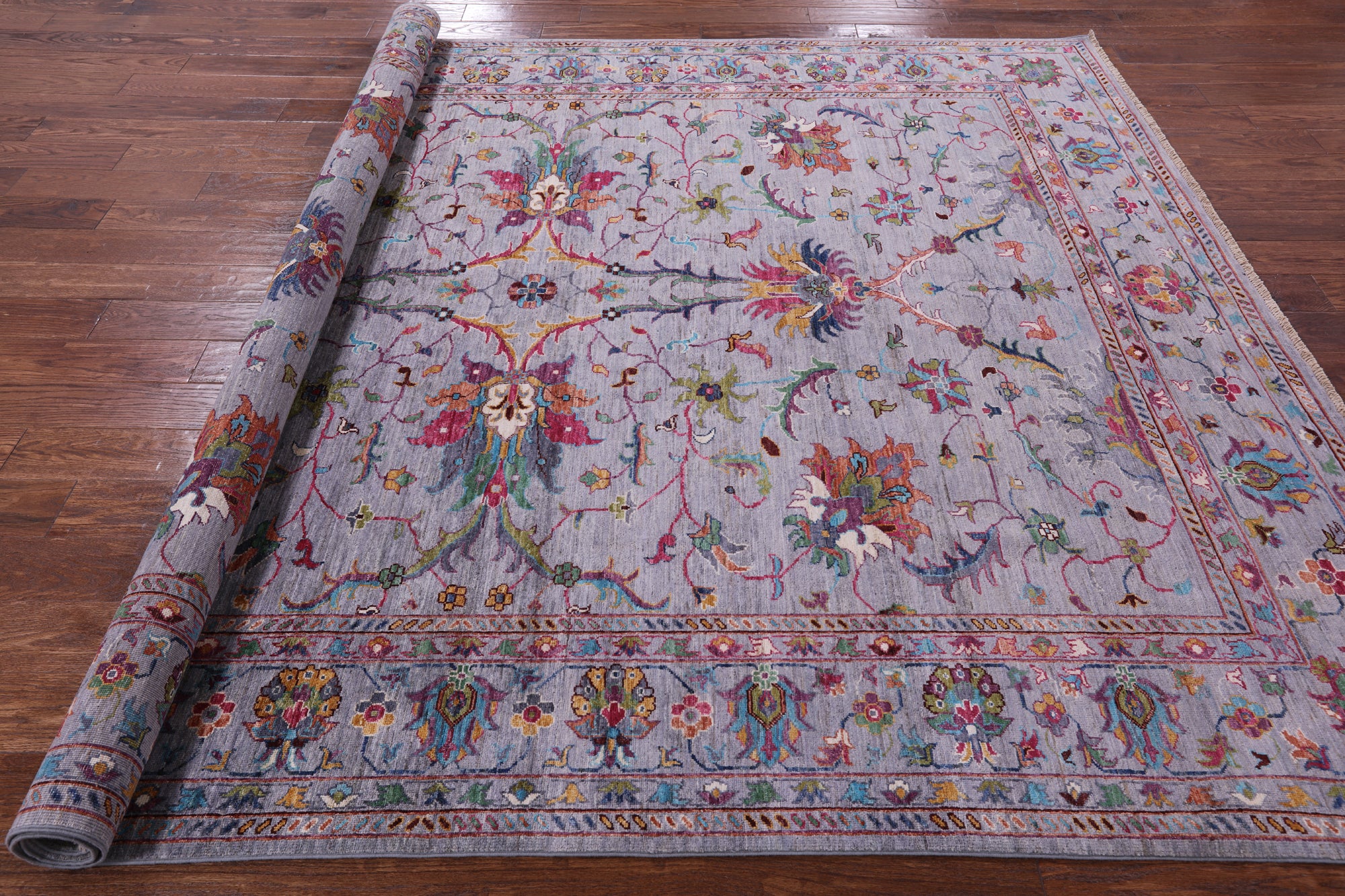 Grey Peshawar Hand Knotted Wool Rug - 8' 0" X 10' 0" - Golden Nile
