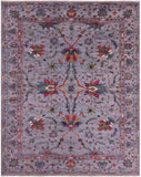 Grey Peshawar Hand Knotted Wool Rug - 8' 0" X 10' 0" - Golden Nile