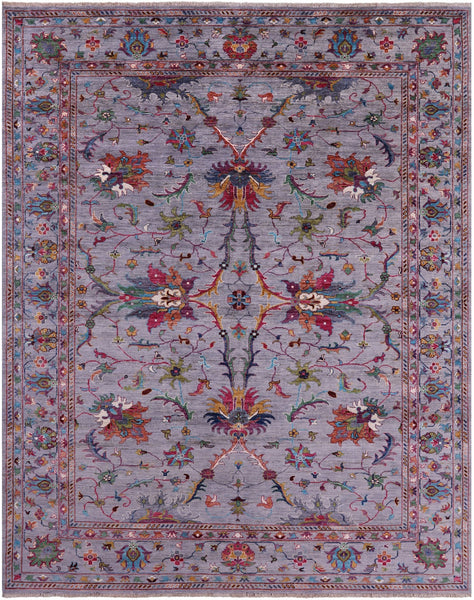 Grey Peshawar Hand Knotted Wool Rug - 8' 0" X 10' 0" - Golden Nile