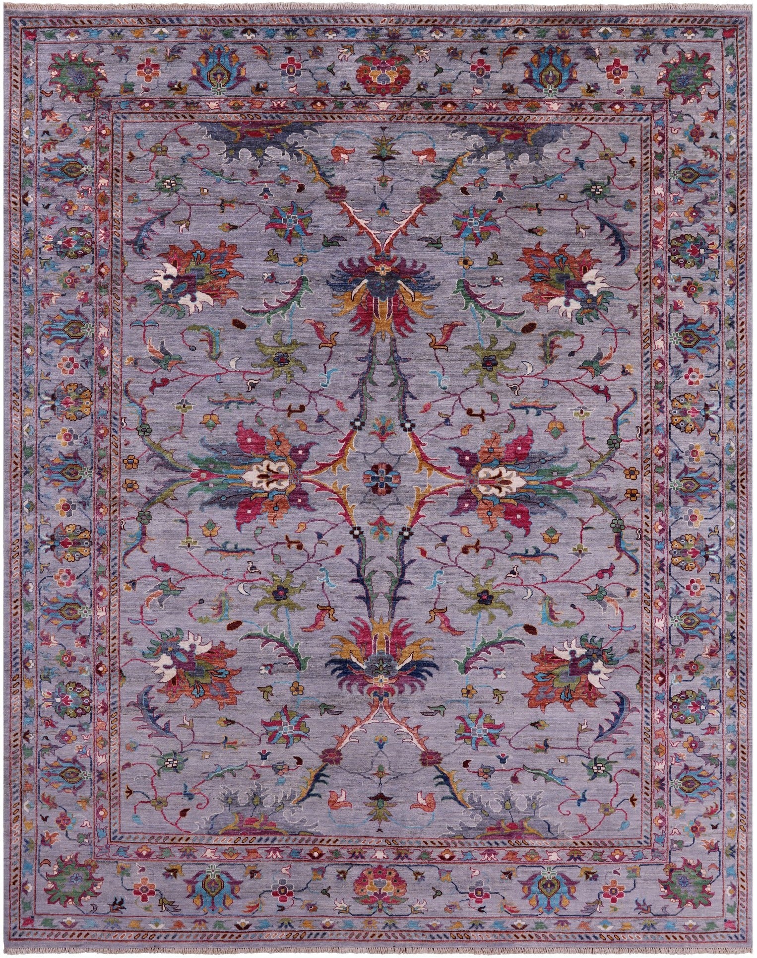 Grey Peshawar Hand Knotted Wool Rug - 8' 0" X 10' 0" - Golden Nile