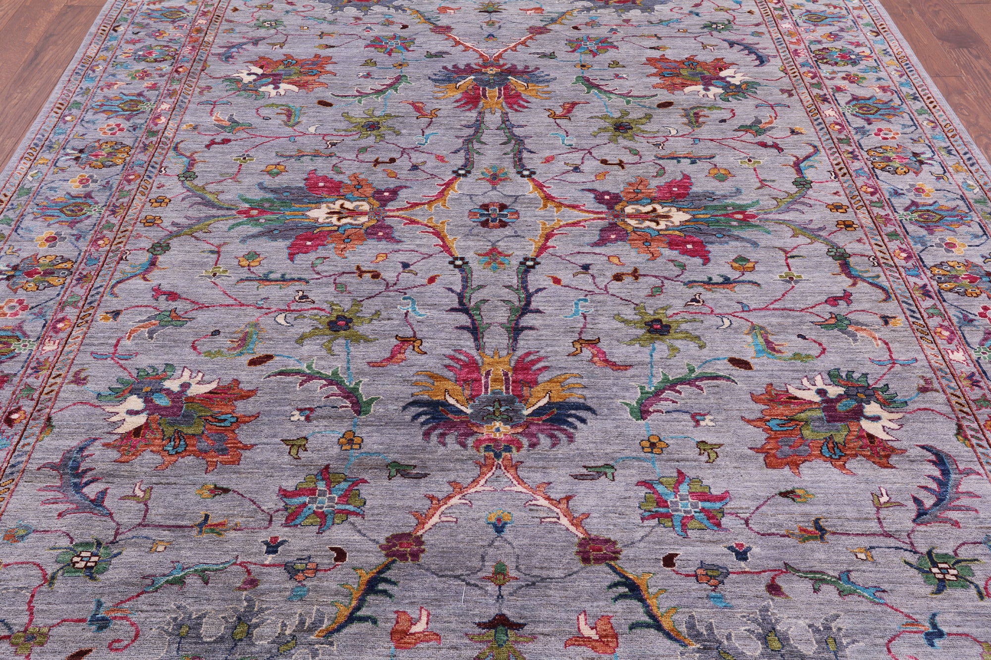 Grey Peshawar Hand Knotted Wool Rug - 8' 0" X 10' 0" - Golden Nile