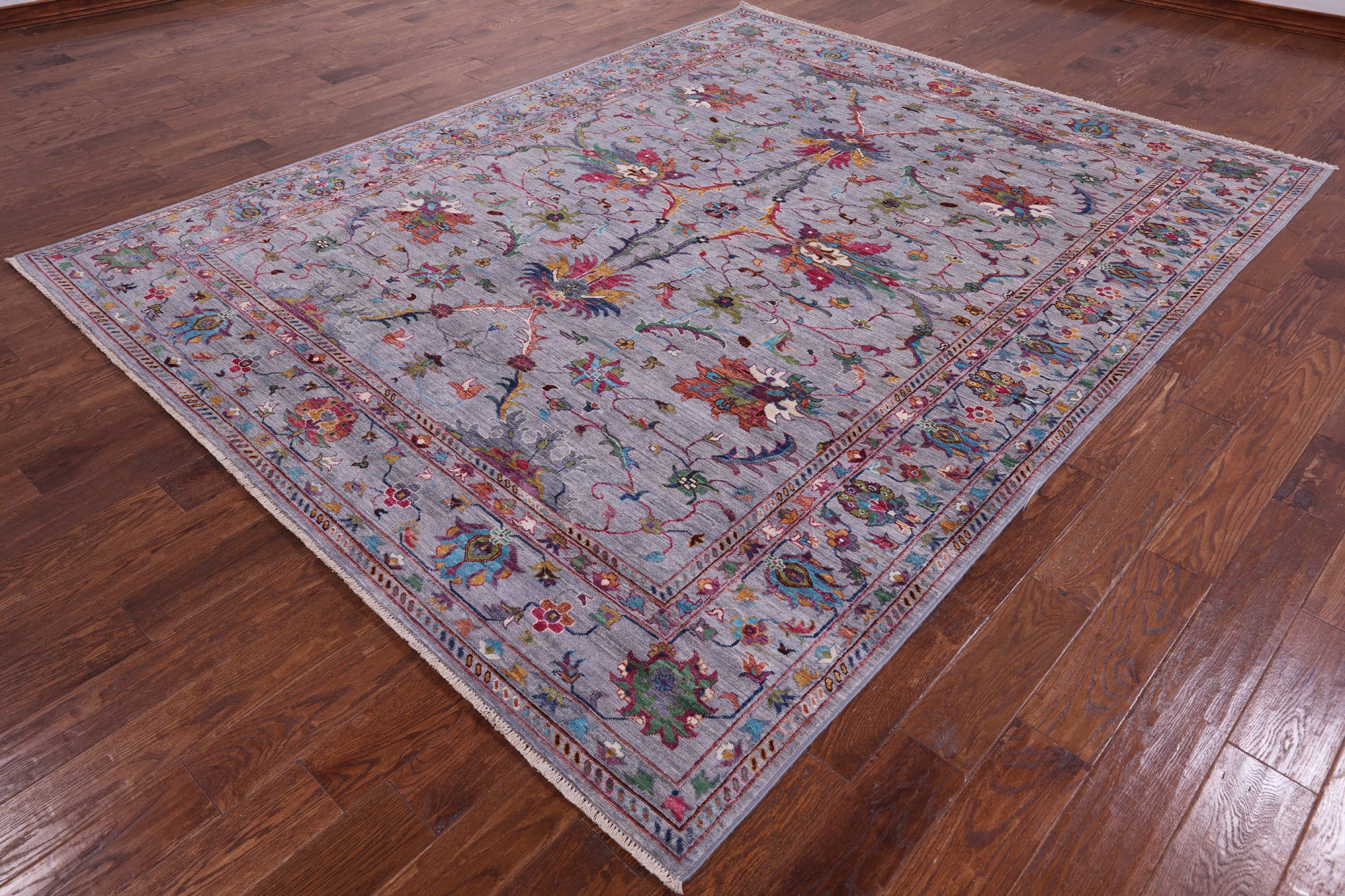Grey Peshawar Hand Knotted Wool Rug - 8' 0" X 10' 0" - Golden Nile