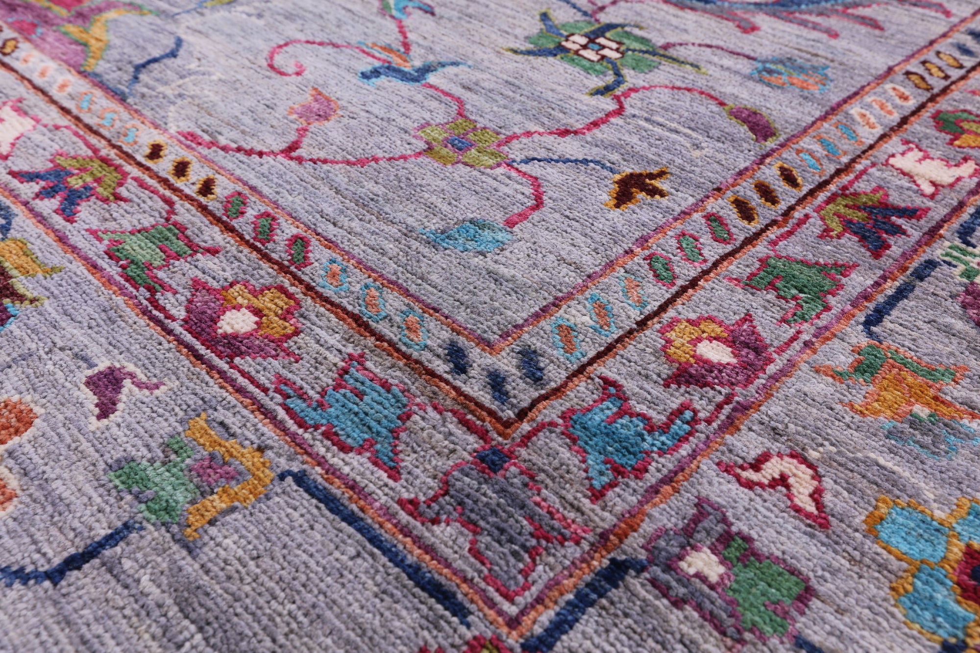 Grey Peshawar Hand Knotted Wool Rug - 8' 0" X 10' 0" - Golden Nile