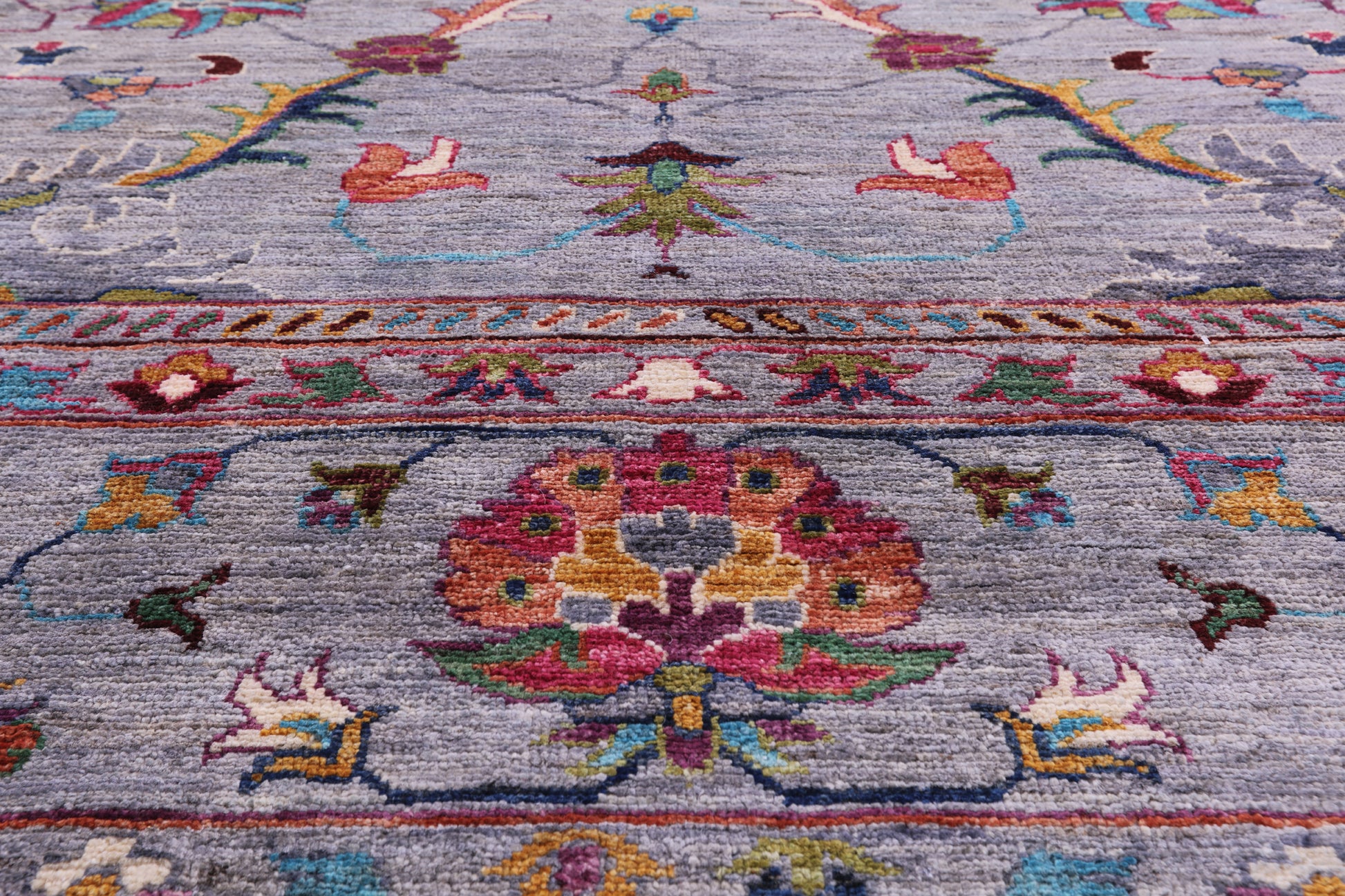 Grey Peshawar Hand Knotted Wool Rug - 8' 0" X 10' 0" - Golden Nile