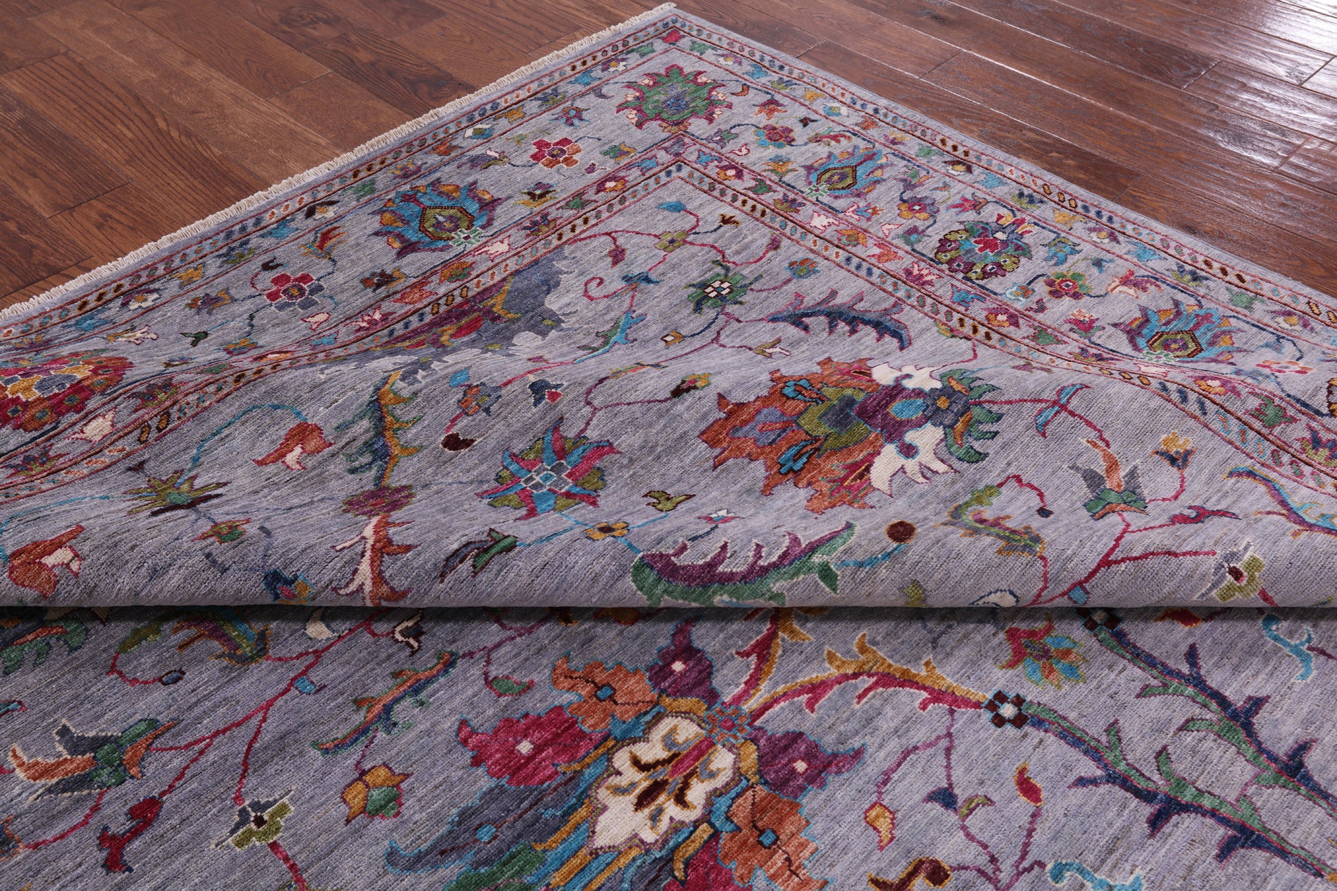 Grey Peshawar Hand Knotted Wool Rug - 8' 0" X 10' 0" - Golden Nile