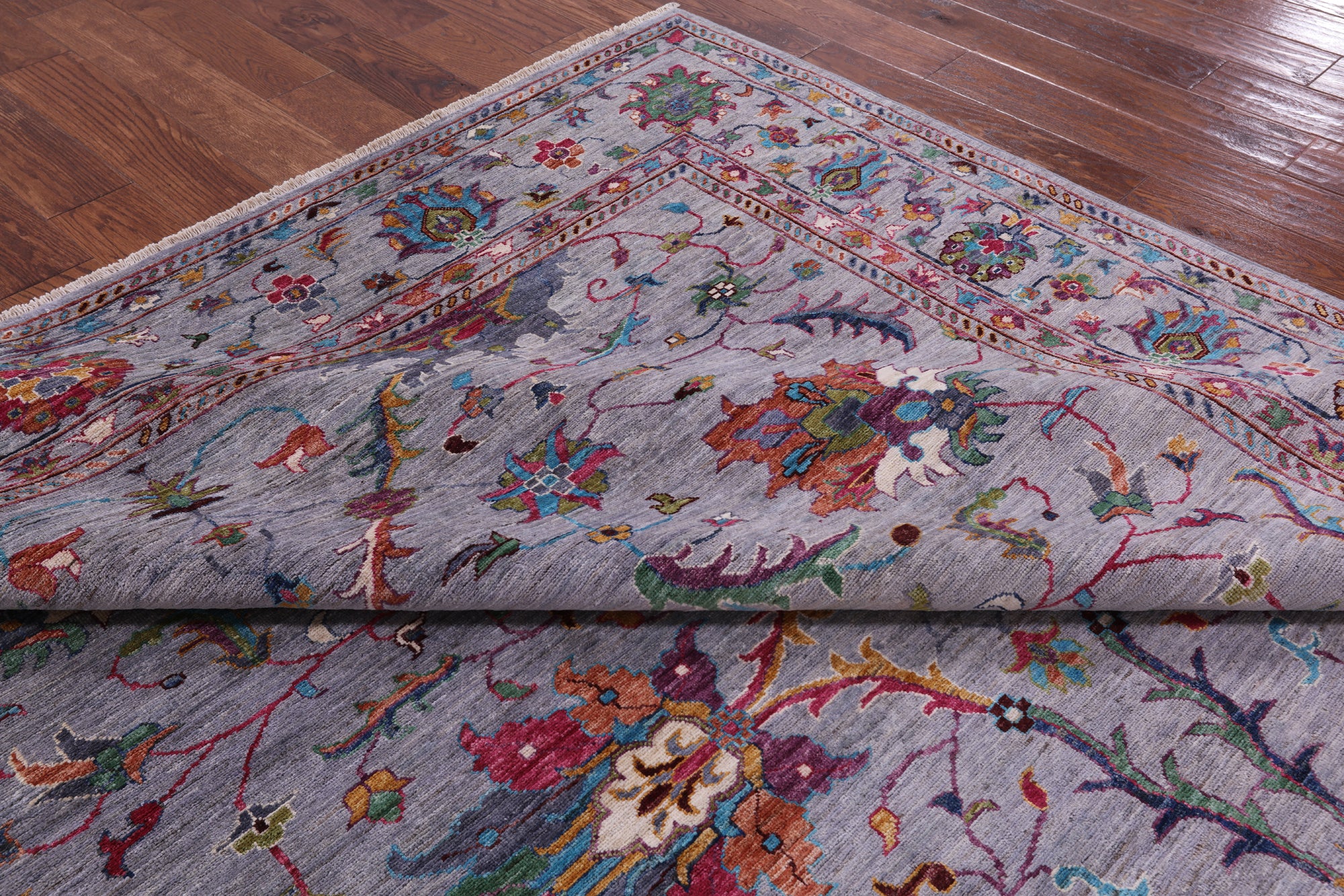 Grey Peshawar Hand Knotted Wool Rug - 8' 0" X 10' 0" - Golden Nile