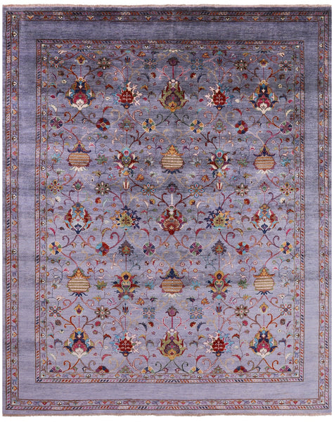 Grey Peshawar Handmade Wool Rug - 8' 3" X 10' 0" - Golden Nile