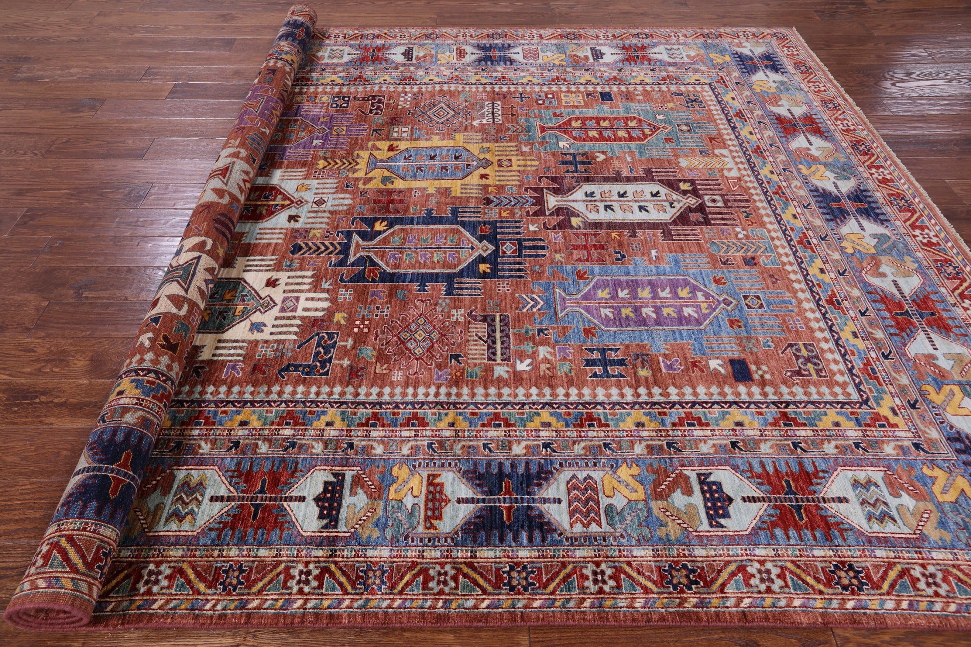 Persian Fine Serapi Hand Knotted Wool Rug - 7' 11" X 9' 9" - Golden Nile