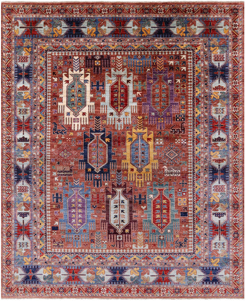 Persian Fine Serapi Hand Knotted Wool Rug - 7' 11" X 9' 9" - Golden Nile