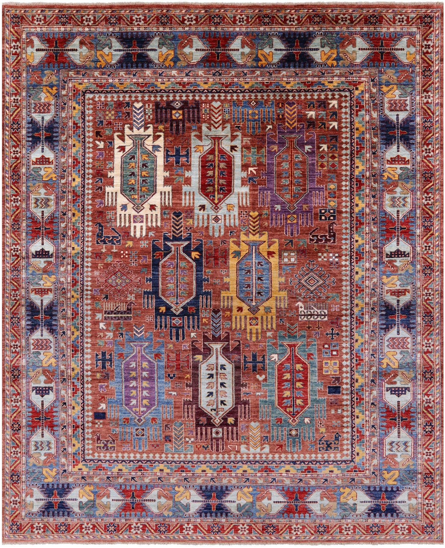 Persian Fine Serapi Hand Knotted Wool Rug - 7' 11" X 9' 9" - Golden Nile