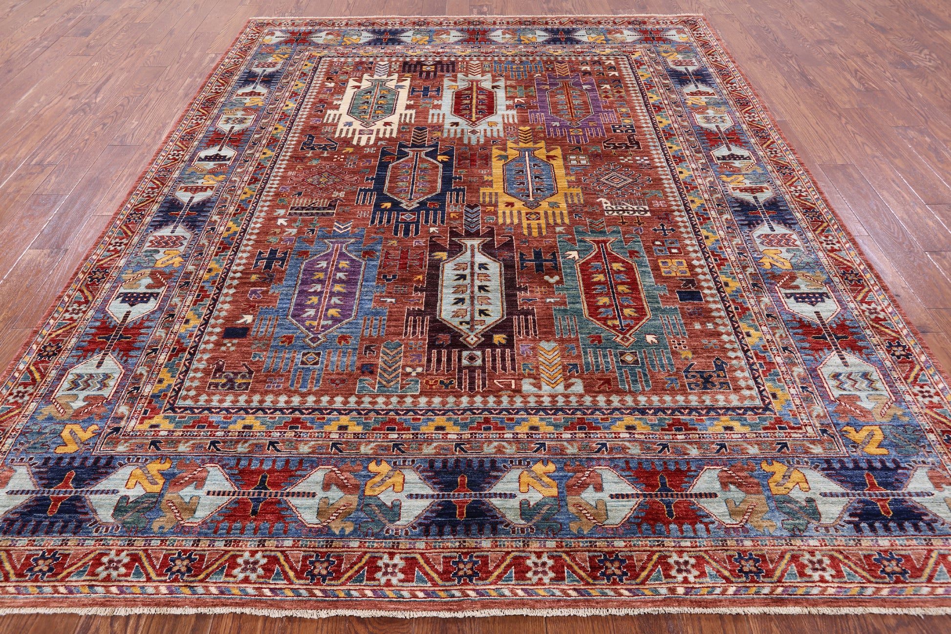 Persian Fine Serapi Hand Knotted Wool Rug - 7' 11" X 9' 9" - Golden Nile