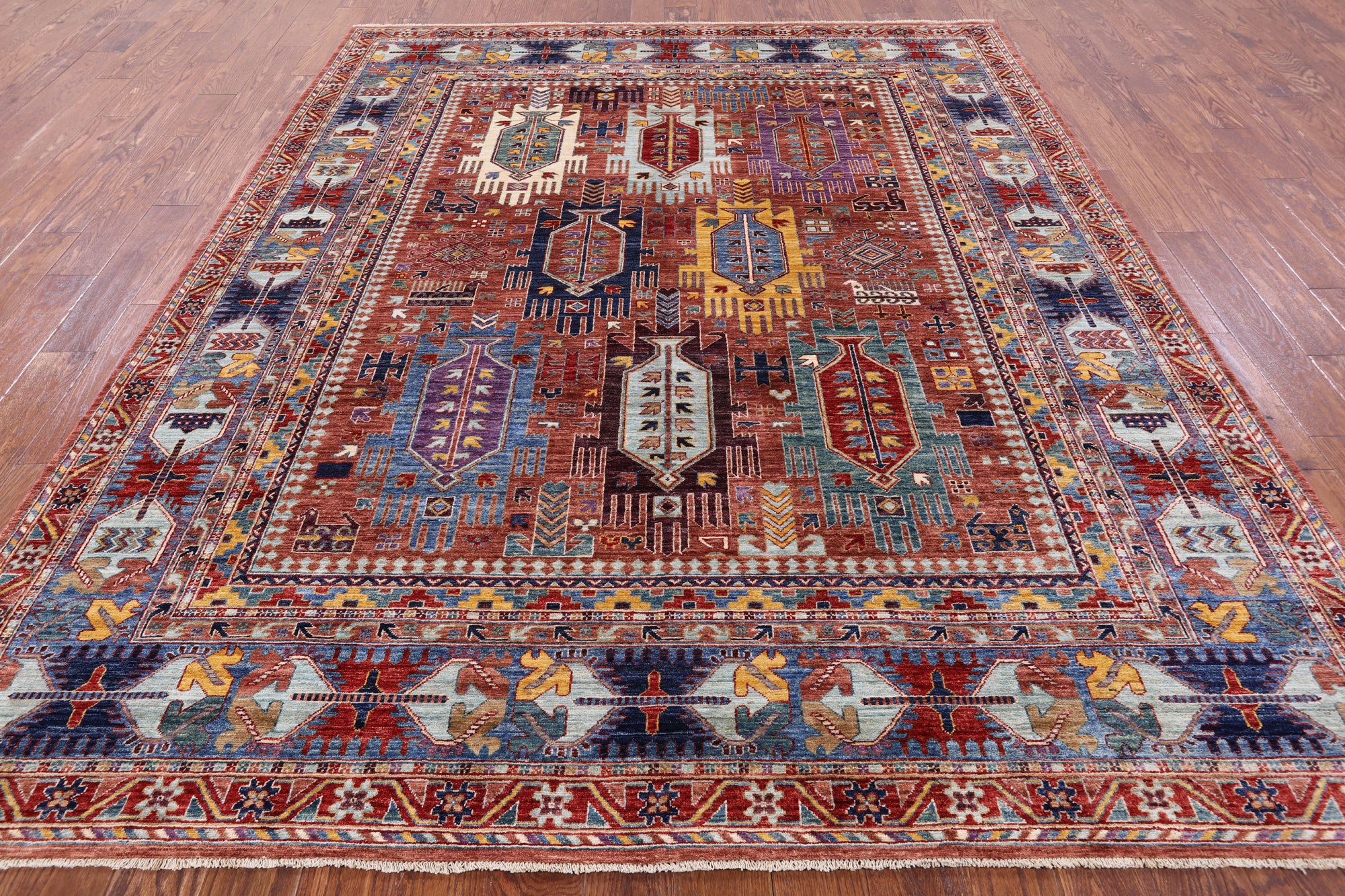 Persian Fine Serapi Hand Knotted Wool Rug - 7' 11" X 9' 9" - Golden Nile