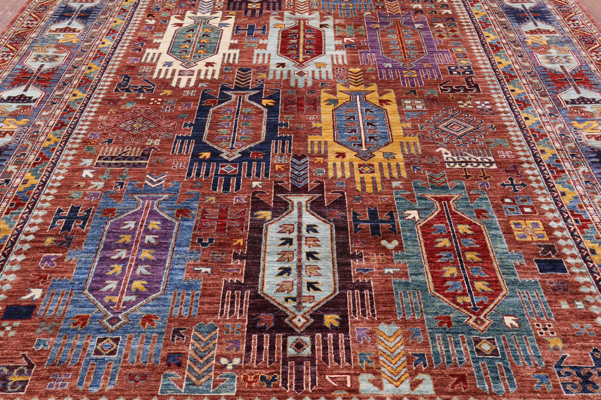 Persian Fine Serapi Hand Knotted Wool Rug - 7' 11" X 9' 9" - Golden Nile