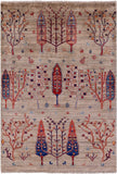 Tribal Persian Gabbeh Hand Knotted Wool Rug - 3' 5" X 4' 10" - Golden Nile