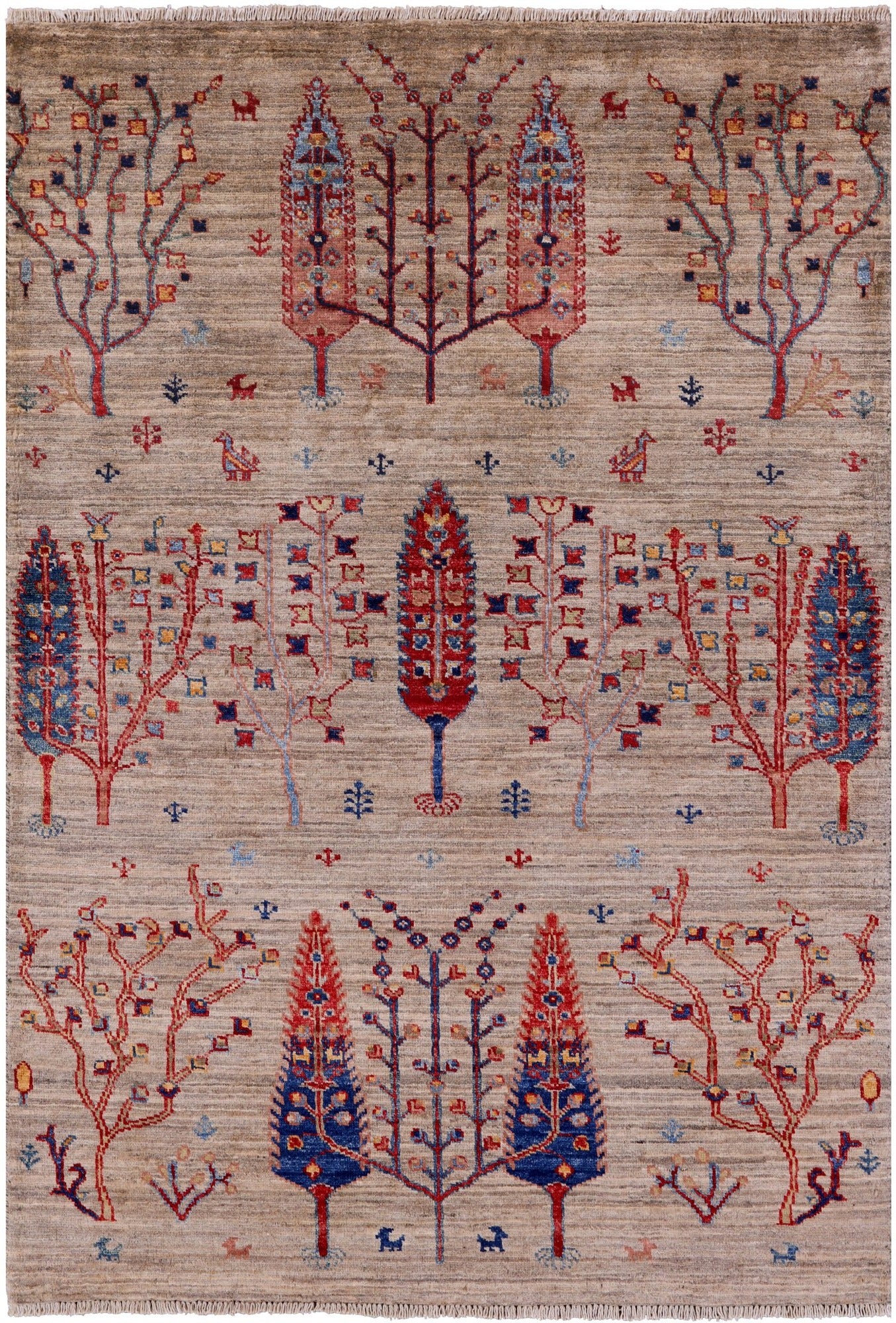 Tribal Persian Gabbeh Hand Knotted Wool Rug - 3' 5" X 4' 10" - Golden Nile