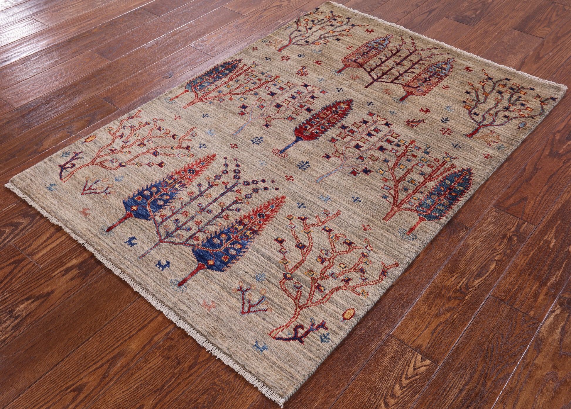 Tribal Persian Gabbeh Hand Knotted Wool Rug - 3' 5" X 4' 10" - Golden Nile