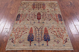 Tribal Persian Gabbeh Hand Knotted Wool Rug - 3' 5" X 4' 10" - Golden Nile
