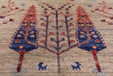 Tribal Persian Gabbeh Hand Knotted Wool Rug - 3' 5" X 4' 10" - Golden Nile