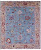 Blue Turkish Oushak Handmade Wool Rug - 8' 3" X 9' 6" - Golden Nile