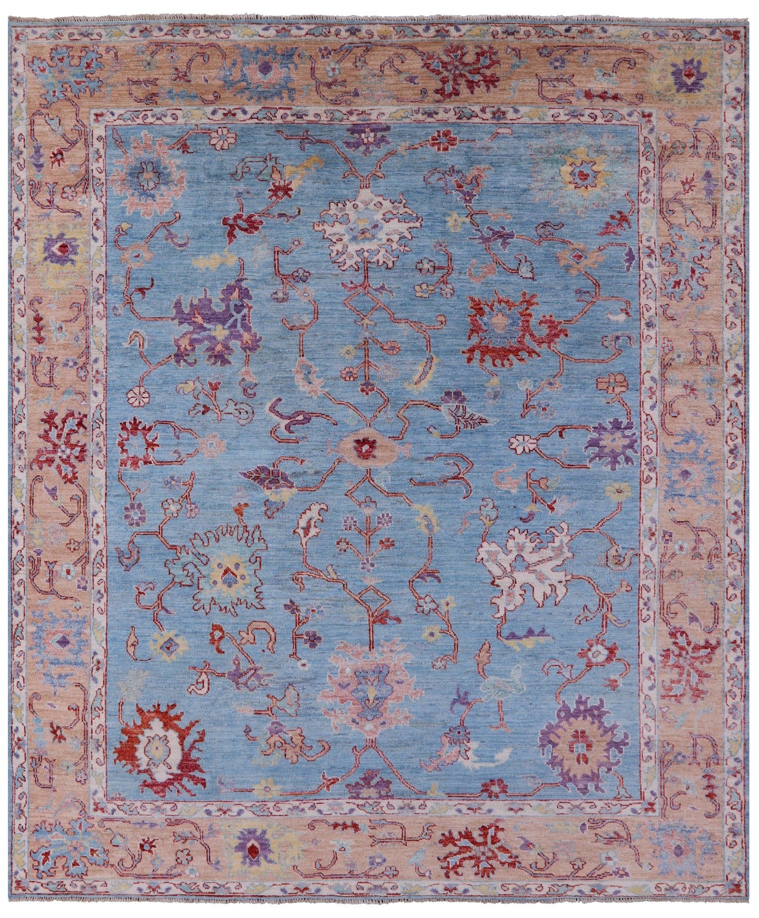 Blue Turkish Oushak Handmade Wool Rug - 8' 3" X 9' 6" - Golden Nile